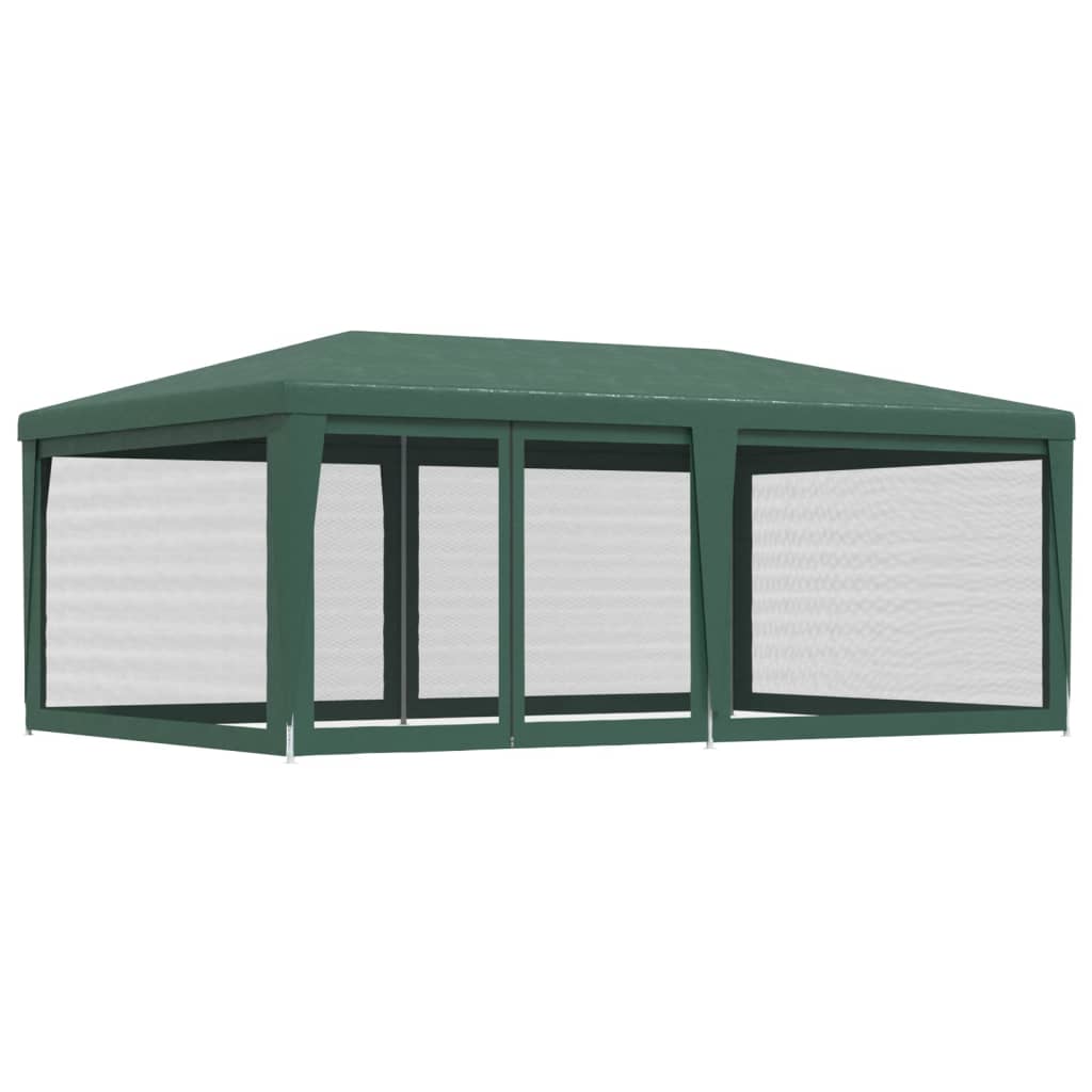 vidaXL Party Tent with 6 Mesh Sidewalls Green 6x4 m HDPE