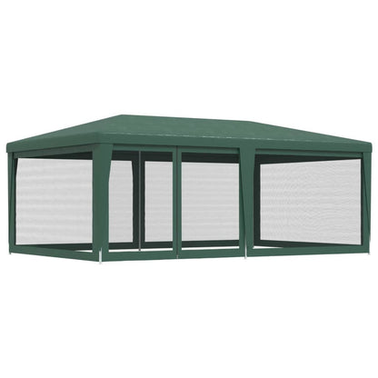 vidaXL Party Tent with 6 Mesh Sidewalls Green 6x4 m HDPE
