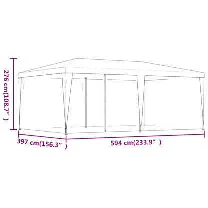 vidaXL Party Tent with 6 Mesh Sidewalls Green 6x4 m HDPE