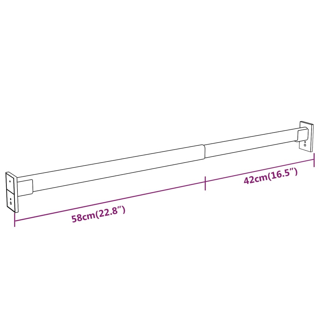 vidaXL Telescopic Wardrobe Rails 4 pcs Silver 58-100 cm