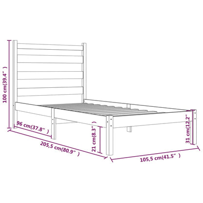 3103639 vidaXL Bed Frame without Mattress White Solid Wood 100x200 cm (810008+818406)