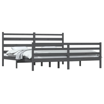 vidaXL Bed Frame | Grey | Solid pine wood | 200x200 cm |  Durable  | Bed Frame
