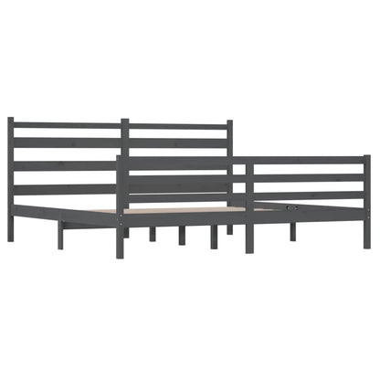 vidaXL Bed Frame | Grey | Solid pine wood | 200x200 cm |  Durable  | Bed Frame
