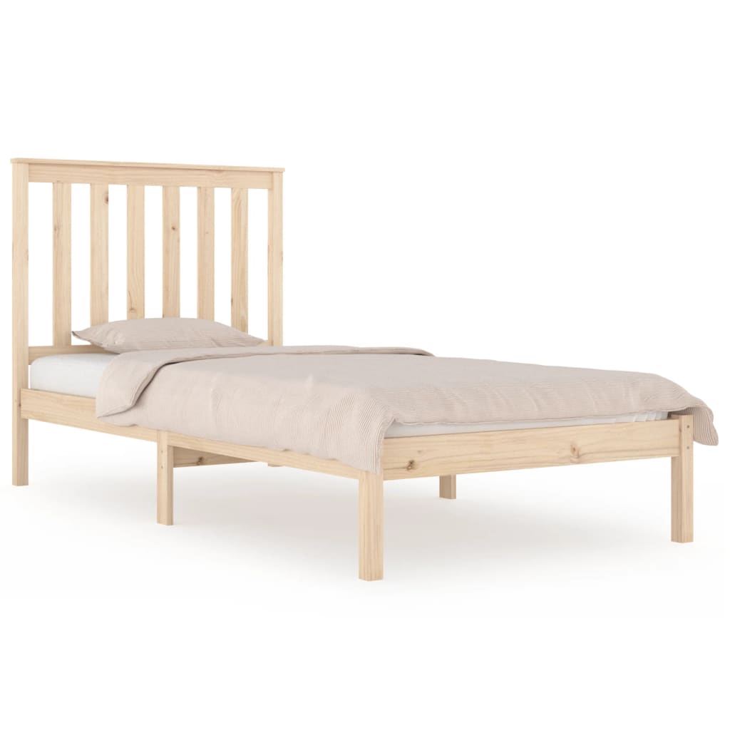 vidaXL Bed Frame | Natural Pine | Solid Pine Wood | Small Single | Durable