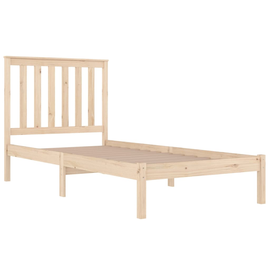 vidaXL Bed Frame | Natural Pine | Solid Pine Wood | Small Single | Durable