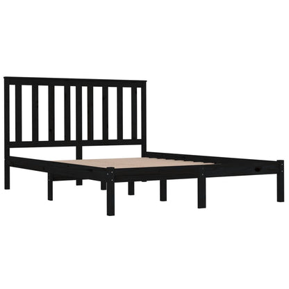 vidaXL Bed Frame | Black | Solid Pine Wood | Double | Durable | Bed Frame