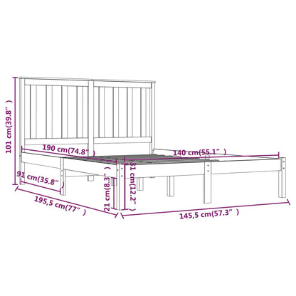 vidaXL Bed Frame | Black | Solid Pine Wood | Double | Durable | Bed Frame