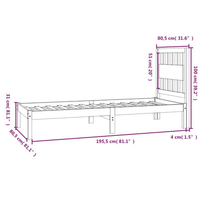 vidaXL Bed Frame without Mattress Solid Wood Small Single