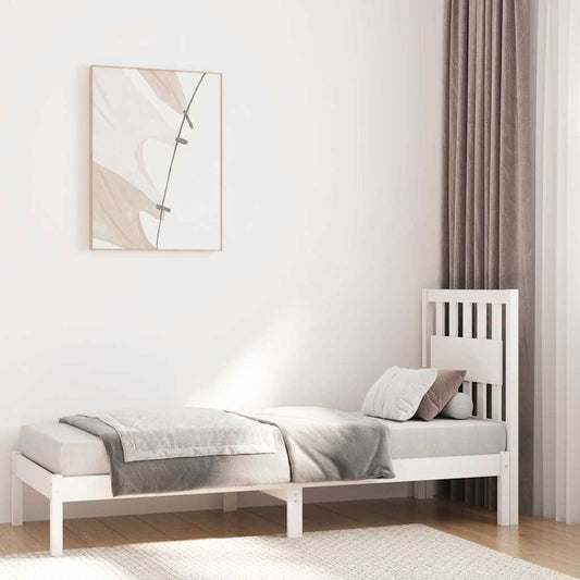 vidaXL Bed Frame without Mattress White Solid Wood Small Single