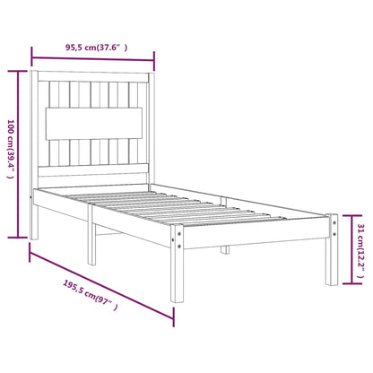 vidaXL Bed Frame without Mattress White Solid Wood Single