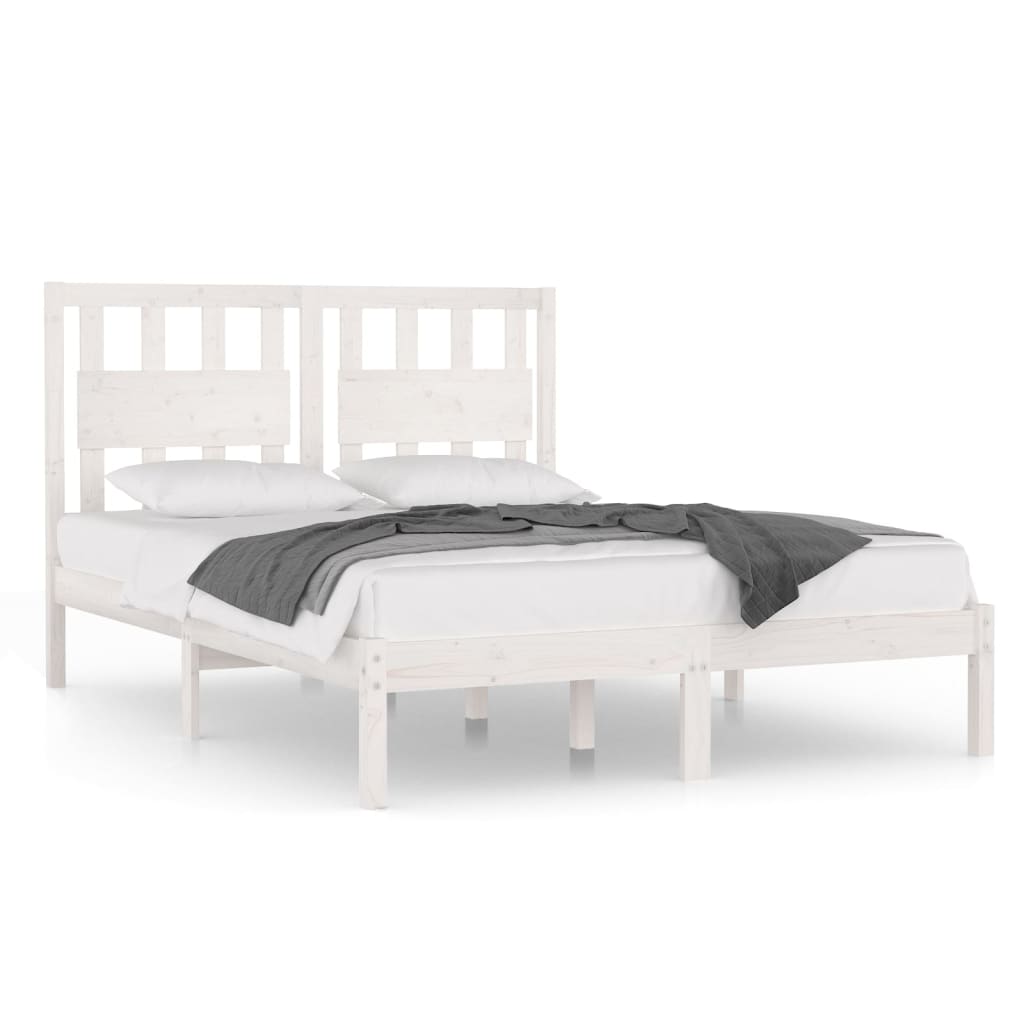 vidaXL Bed Frame without Mattress White Solid Wood Small Double
