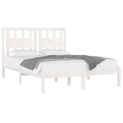 vidaXL Bed Frame without Mattress White Solid Wood Small Double
