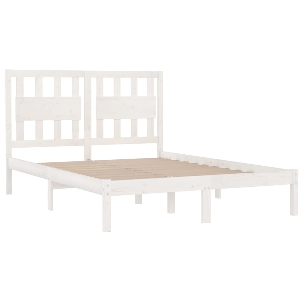 vidaXL Bed Frame without Mattress White Solid Wood Small Double
