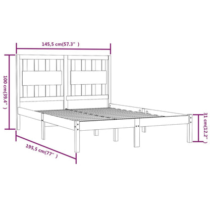 3103914 vidaXL Bed Frame without Mattress White Solid Wood 140x190 cm (809998+818571)