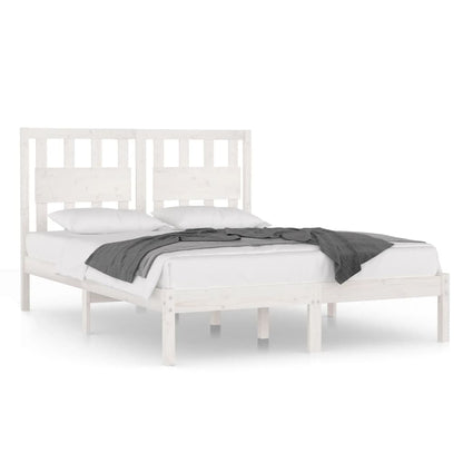 vidaXL Bed Frame | White | Solid pine wood | 120 x 200 cm |  Decorative Inlays