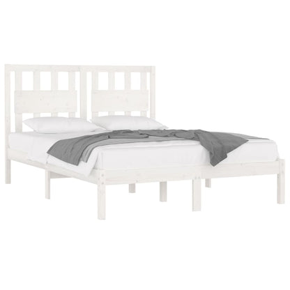 vidaXL Bed Frame | White | Solid pine wood | 120 x 200 cm |  Decorative Inlays
