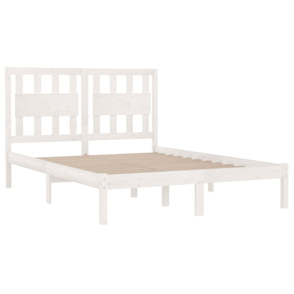 vidaXL Bed Frame | White | Solid pine wood | 120 x 200 cm |  Decorative Inlays