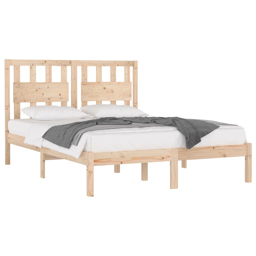 vidaXL Bed Frame | Natural wood | Solid pinewood | Double | Attractive Design