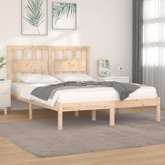 vidaXL Bed Frame | Natural wood | Solid pinewood | Double | Attractive Design