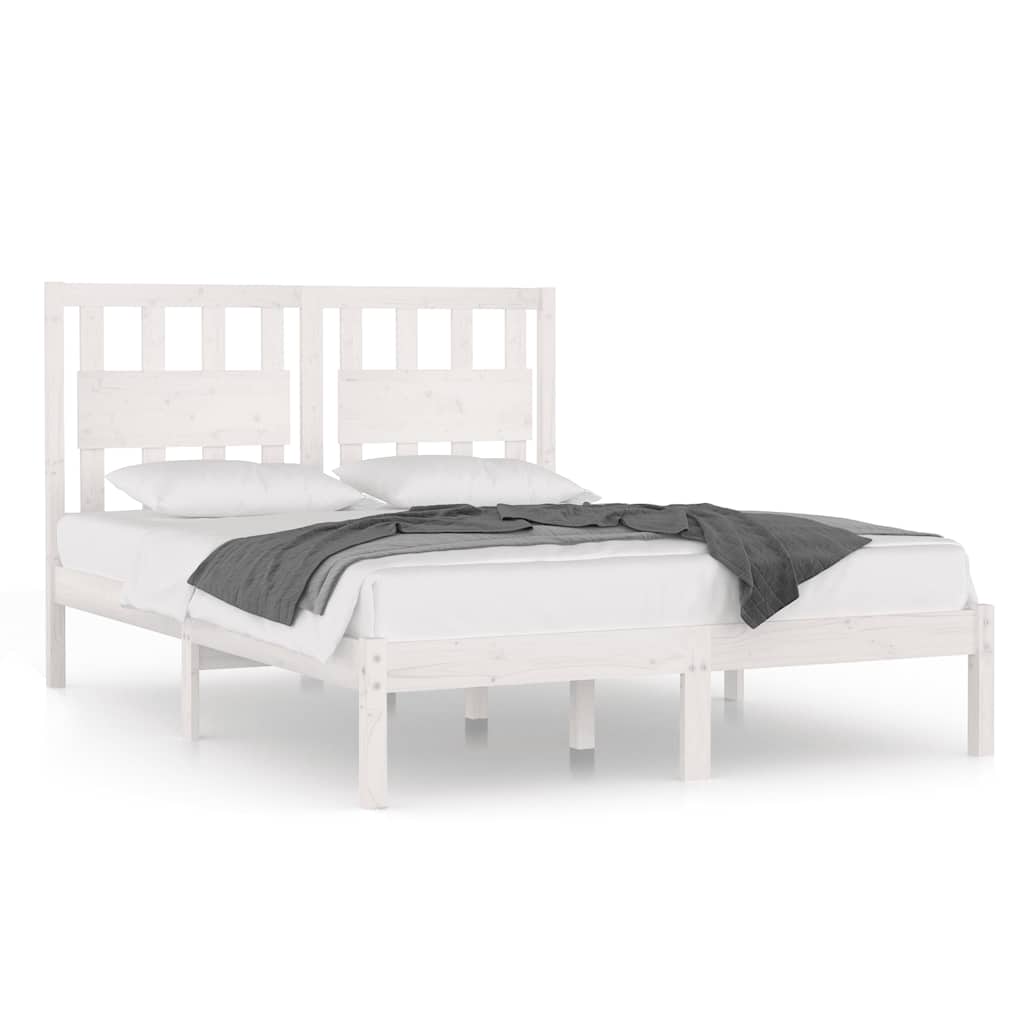 3103954 vidaXL Bed Frame without Mattress White Solid Wood 200x200 cm (810038+818591)