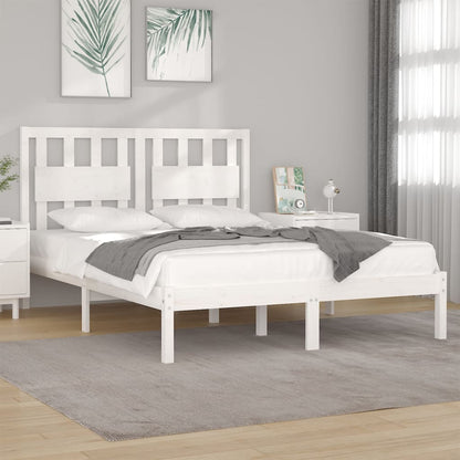 vidaXL Bed Frame | White | Solid Pine Wood | Double | Bed Frame | Rectangular