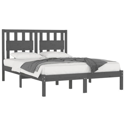 3103955 vidaXL Bed Frame without Mattress Grey Solid Wood 200x200 cm (810039+818592)