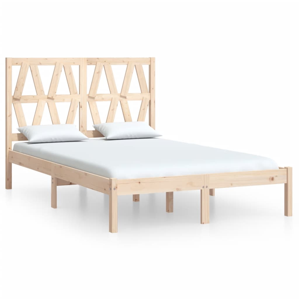 vidaXL Bed Frame | Natural Pine | Solid Pine Wood | Double | Bed Frame