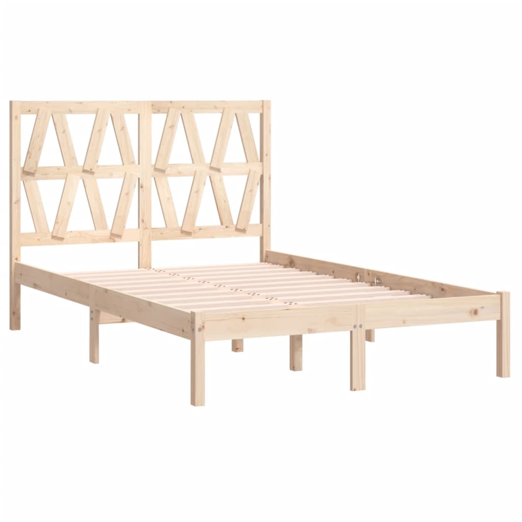 vidaXL Bed Frame | Natural Pine | Solid Pine Wood | Double | Bed Frame