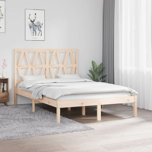 vidaXL Bed Frame | Natural Pine | Solid Pine Wood | Double | Bed Frame