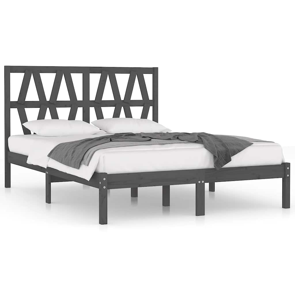 3104020 vidaXL Bed Frame without Mattress Grey Solid Wood 200x200 cm (810039+818642)