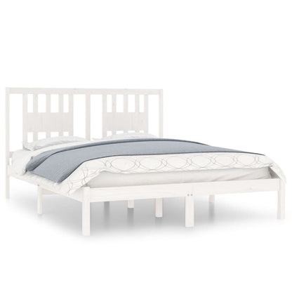 vidaXL Bed Frame | White | Solid pine wood | Double bed size | Durable
