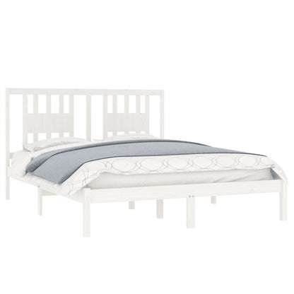 vidaXL Bed Frame | White | Solid pine wood | Double bed size | Durable