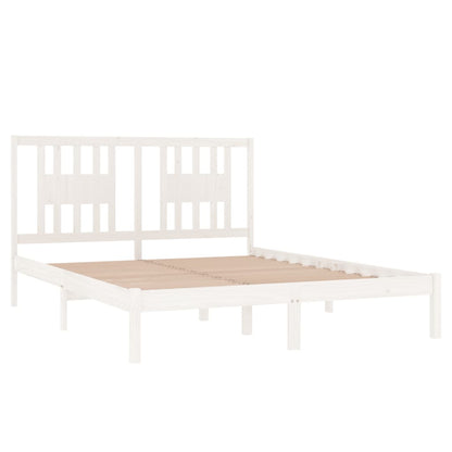 vidaXL Bed Frame | White | Solid pine wood | Double bed size | Durable