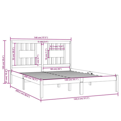 vidaXL Bed Frame | White | Solid pine wood | Double bed size | Durable