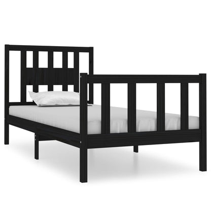 vidaXL Bed Frame without Mattress Black Solid Wood Small Single