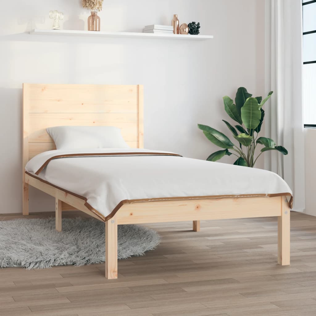 vidaXL Bed Frame | Natural Wood | Solid pine wood | Small Single | Durable