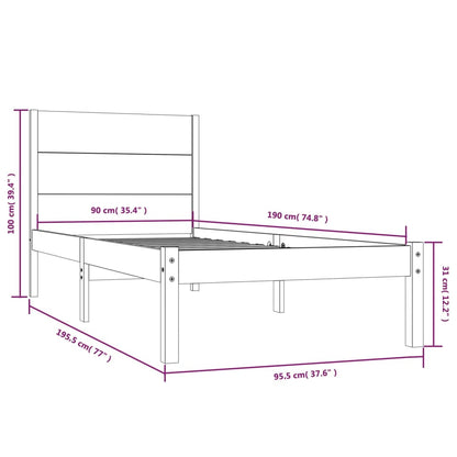 vidaXL Bed Frame without Mattress 90x190 cm Single Solid Wood
