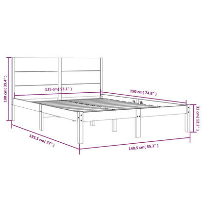 vidaXL Bed Frame without Mattress 135x190 cm Double Solid Wood