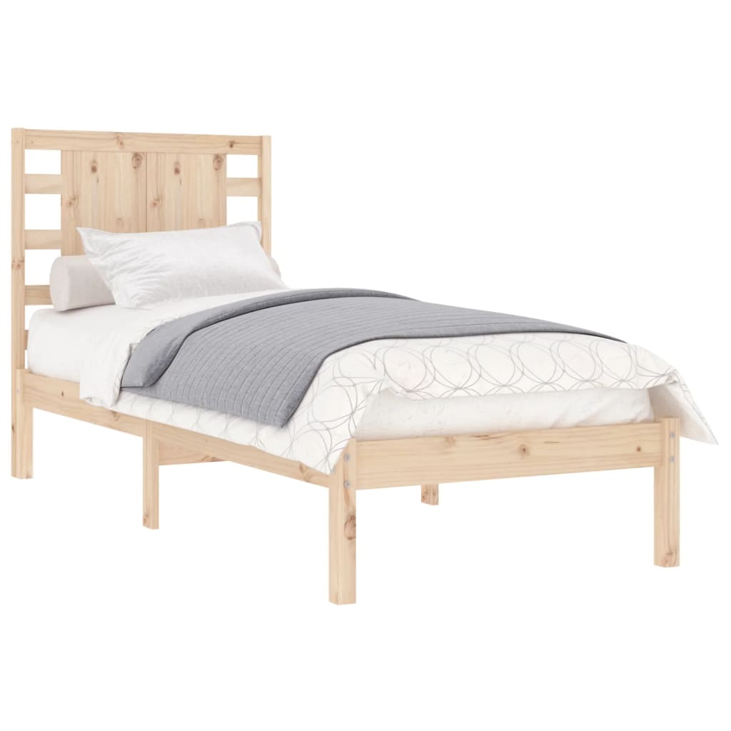 vidaXL Bed Frame | Natural wood colour | Solid Pine Wood | 90x200 cm | Durable