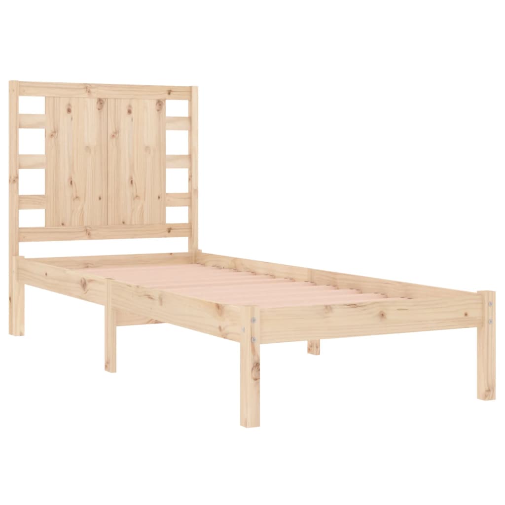 vidaXL Bed Frame | Natural wood colour | Solid Pine Wood | 90x200 cm | Durable