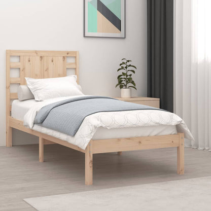vidaXL Bed Frame | Natural wood colour | Solid Pine Wood | 90x200 cm | Durable