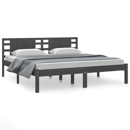 vidaXL Bed Frame | Grey | Solid pine wood | 200 x 200 cm | Classic/Traditional