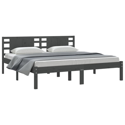 vidaXL Bed Frame | Grey | Solid pine wood | 200 x 200 cm | Classic/Traditional