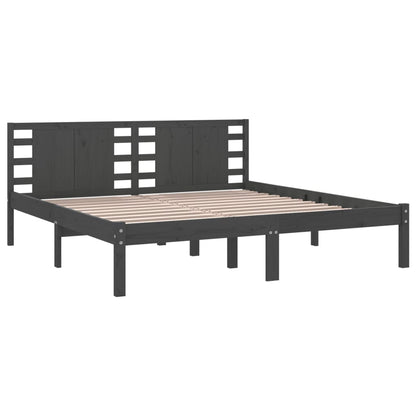 vidaXL Bed Frame | Grey | Solid pine wood | 200 x 200 cm | Classic/Traditional