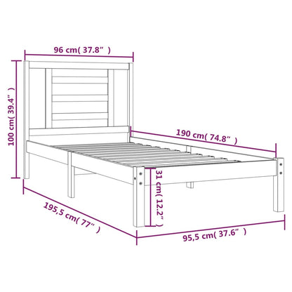 vidaXL Bed Frame without Mattress 90x190 cm Single Solid Wood Pine
