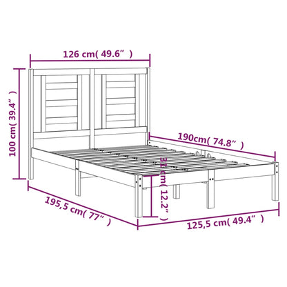vidaXL Bed Frame without Mattress 120x190 cm Small Double Solid Wood