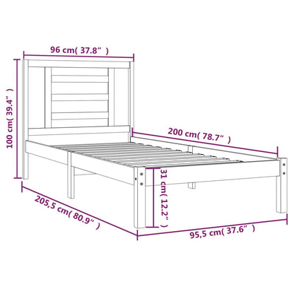 vidaXL Bed Frame without Mattress 90x200 cm Solid Wood Pine