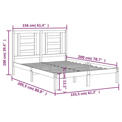 vidaXL Bed Frame without Mattress 150x200 cm King Size Solid Wood Pine
