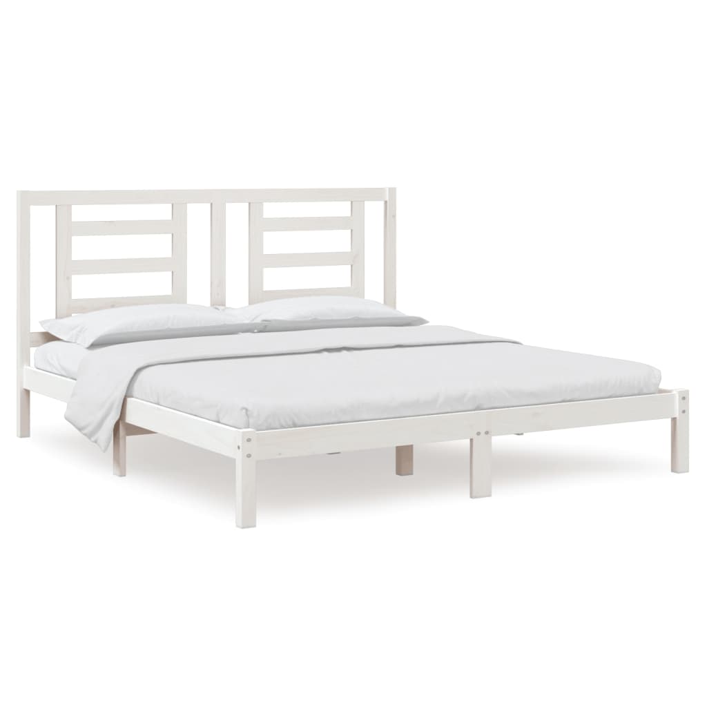vidaXL Bed Frame without Mattress White 180x200 cm Super King Solid Wood