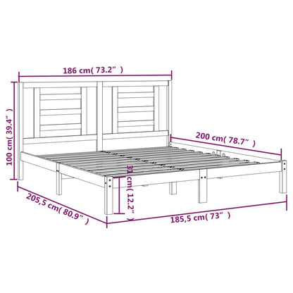 vidaXL Bed Frame without Mattress White 180x200 cm Super King Solid Wood